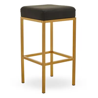 Premier Housewares Baina Black Pu And Gold Finish Bar Stool