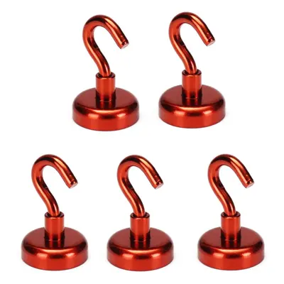 5pcs 25mm 22KG Magnetic Hook Holder Neodymium Magnet Red Hook Magnet