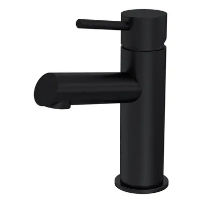 Round Mono Basin Mixer Tap & Push Button Waste - Matt Black - Balterley