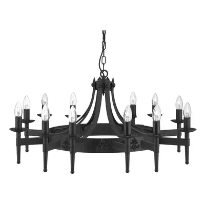 Cartwheel Wrought Iron 12light Ceiling Fitting Chandelier Pendant Home Lighting