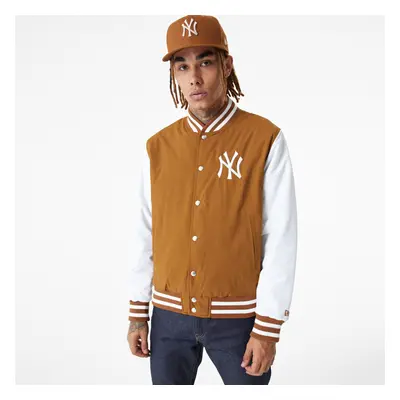 (L) New Era Mens MLB Varsity Bomber Jacket ~ New York Yankees brown