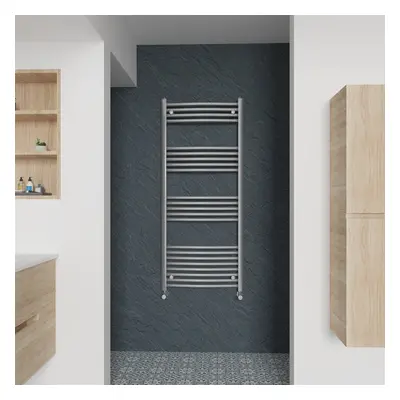 (Curved, 1400x600mm) Warmehaus Heated Towel Rail Chrome Bathroom Ladder Style Radiator Central H