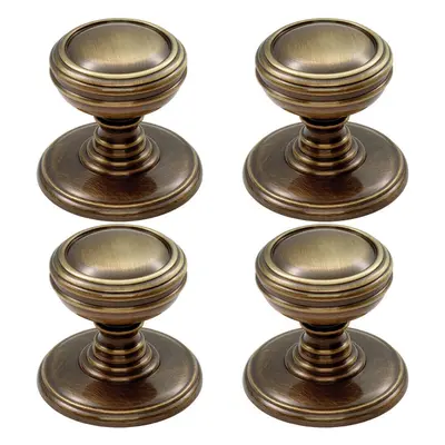 4x Ringed Tiered Cupboard Door Knob 30mm Diameter Bronze Cabinet Handle