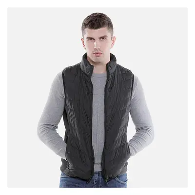 (Black, 2XL) Electric USB Heated Warm Vest Men Women Rechargeable Heating Coat Racing Jacket