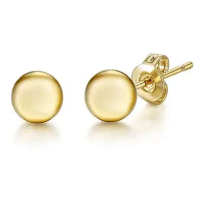 Jewelco London Ladies 9ct Yellow Gold 3D Round Bead Ball Stud Earrings - 6mm - SENR02071