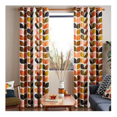 Orla Kiely Multi Stem Auburn Lined Eyelet CurtainsCurtain Size: Width 167cm (66") x Drop 228cm (