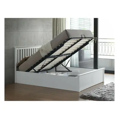 (Small Double, Memory Foam Mattress) Melbourne White Ottoman Storage Bed and Mattress