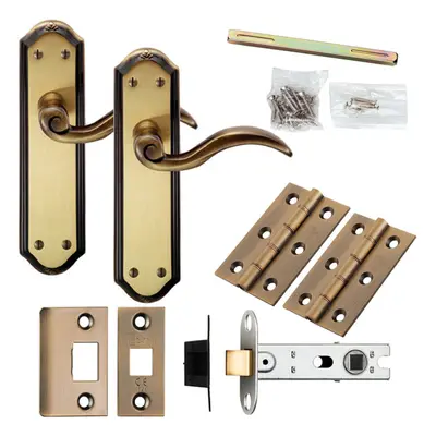 Door Handle & Latch Pack Florentine Bronze Spiral Lever Sculpted Backplate