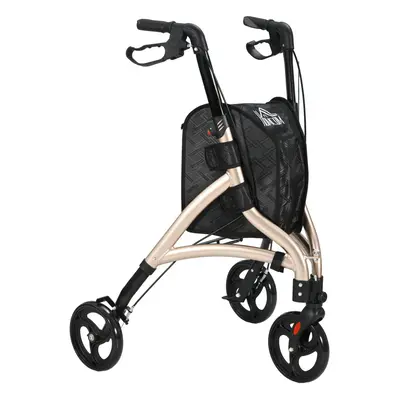 HOMCOM Lightweight Aluminium 3-Wheel Rollator with Adjustable Handle Storage Bag