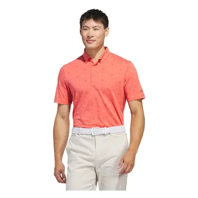 (XXL, Preloved Scarlet) adidas Golf Mens Go To Printed Recycled Breathable AeroReady Polo Shirt