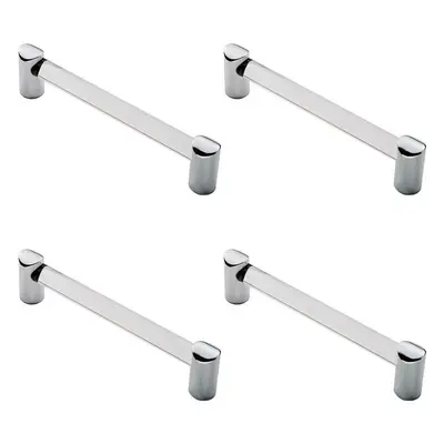 4x Round Tube Pull Handle x 16mm 160mm Fixing Centres Clear & Chrome