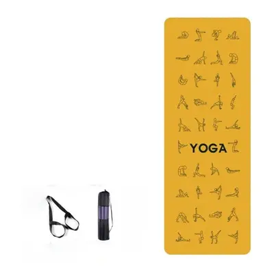 (Yellow) EVA Yoga Pose Non Slip Carpet Mat With Position Line For Beginner Environmental Fitness