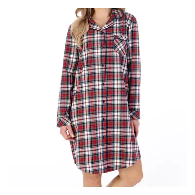 (UK 10/12) Slenderella Ladies Yarn Dyed Cotton Red Tartan Check Nightshirt