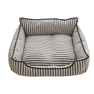 (Gray, S) Stripe Pattern Pet Sofa Bed Mat Dog Cat Sofa Kennel