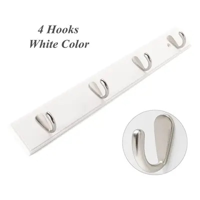 (White) Metal Hooks Wall Mounted Bamboo Hanging Rack Wall Hanger for Coat Clothes Towel