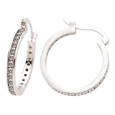 Jewelco London Ladies Sterling Silver Cubic Zirconia Channel Eternity Hoop Earrings 23mm - GVE16