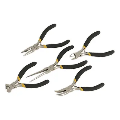 5 Piece Mini Pliers Set - Nickel Ferrous Finish - Spring-Loaded - Foam Grip