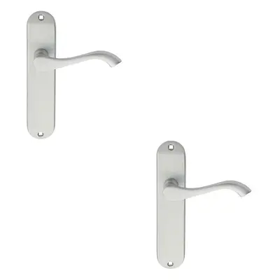 2x PAIR Curved Handle on Chamfered Latch Backplate x 40mm Satin Chrome