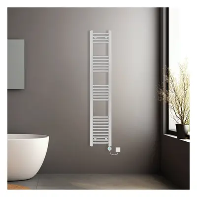 (Chrome, 1600x300mm) Prefilled Electric Heated Towel Rail Radiator Curved Thermo Smart WiFi