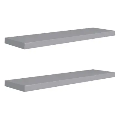 vidaXL 2x Floating Wall Shelves Grey 90x23.5x3.8 cm MDF Display Hanging Rack