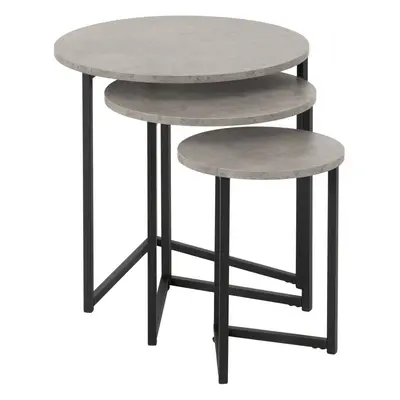 Athens Round Nest of Tables Concrete Effect/Black