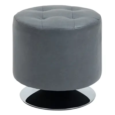 HOMCOM Swivel Foot Stool PU Footstool with Thick Padding, Grey