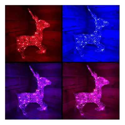 33cm Colour Changing LED Indoor Outdoor Acrylic Standing Reindeer Christmas Decoration