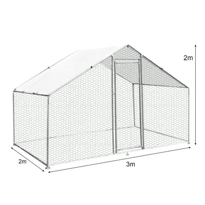 (3m x 8m x 2m) Chicken Run Cage Pen Walk In Chickens Hens Dogs Poultry Ducks Coop Enclosure