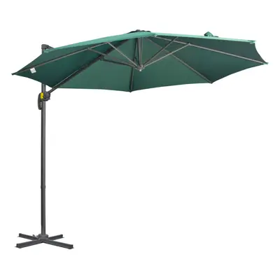 Outsunny x 3(m) Cantilever Parasol Garden Umbrella with Cross Base Green