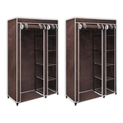 vidaXL 2x Fabric Wardrobes Brown Folding Clothes Storage Organiser Cabinet