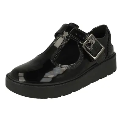 (Black, UK 2.5 Child) Girls Clarks Wedge T-Bar Shoes Plain Move K