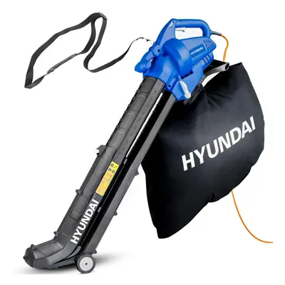 Hyundai Leaf Blower, Garden Vacuum & Mulcher with Large Litre Collection Bag, 12m Cable, 62-170m