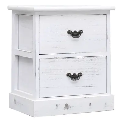 vidaXL Bedside Cabinet Paulownia Wood White Nightstand Bedside Drawer Cabinet