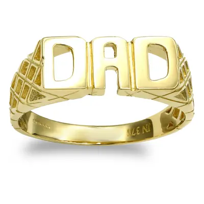 (R) Jewelco London Men's Solid 9ct Yellow Gold Basket Sides DAD Ring - JRN128