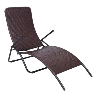 vidaXL Sunlounger Poly Rattan Brown Folding Outdoor Garden Recliner Day Bed