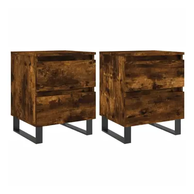 (smoked oak, pcs) vidaXL Bedside Cabinets Side Table Nightstand pcs Sonoma Oak Engineered Wood