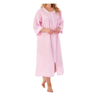 (Pink, 10/12) Slenderella HC01229 Women's Striped Cotton Dressing Gown