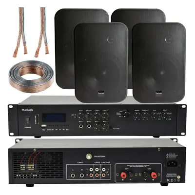 400W Bluetooth Sound System 4x Black 200W Wall Speaker Channel HiFi Amplifier