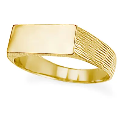 (V) Jewelco London Unisex Solid 9ct Gold Engravable Barked Initial Blank Plate Signet Ring - JIR