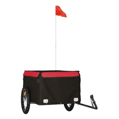 (red, x 62.5 x cm) vidaXL Bike Cargo Trailer Bike Carriage Bicycle Wagon Trailer with Flag Iron