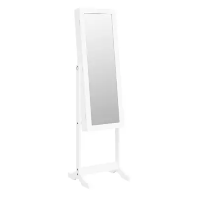 (white) vidaXL Mirror Jewellery Cabinet with LED Lights Free Standing Mirror White