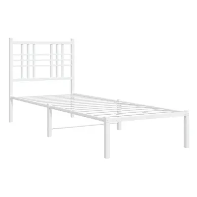 (white, 75x190 cm/with headboard) vidaXL Metal Bed Frame with Headboard Home Bed Base Bedstead B