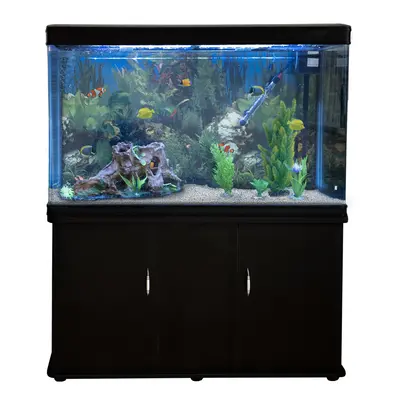 Fish Tank Aquarium Black Cabinet Complete Set Up Tropical Marine Litre 4ft