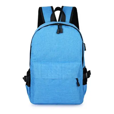 (Light Blue) 15L Outdoor USB Anti-theft Backpack Rucksack Laptop Bag School Shoulder Bag Camping