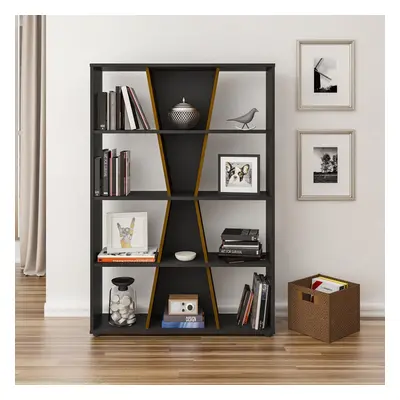 Naples Shelf Medium Bookcase Shelving Unit - Black & Pine Effect