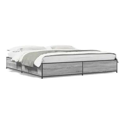 (grey sonoma, x cm/ cm) vidaXL Bed Frame Bed Black 180x200 cm Super King Engineered Wood and Met