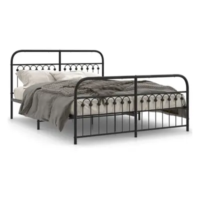 (black, x cm/ with headboard & footboard) vidaXL Metal Bed Frame with Headboard and Footboard Be