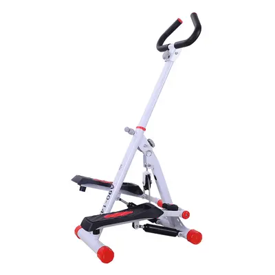 HOMCOM Foldable Stepper Adjustable Step Machine w/ Handlebar LCD Display, Red