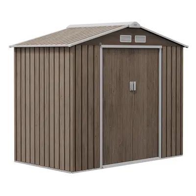 Outsunny x 4ft Garden Shed Storage with Foundation Kit and Vents Light Brown