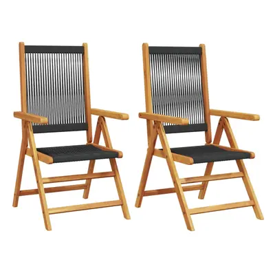 (black, pcs) vidaXL Reclining Garden Chairs Outdoor Chairs Patio Armchair Solid Wood Acacia